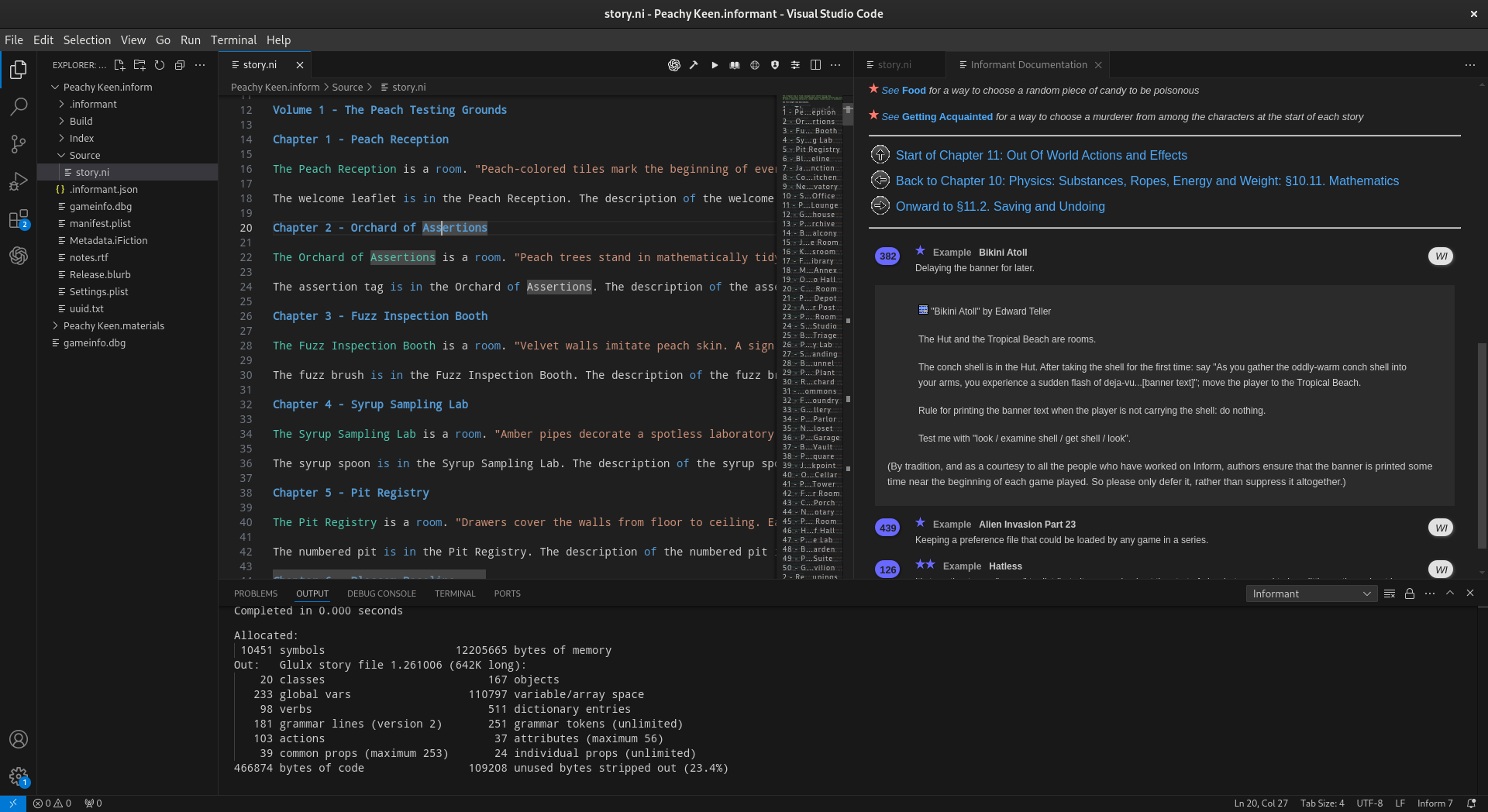 Split view of code and documentation.