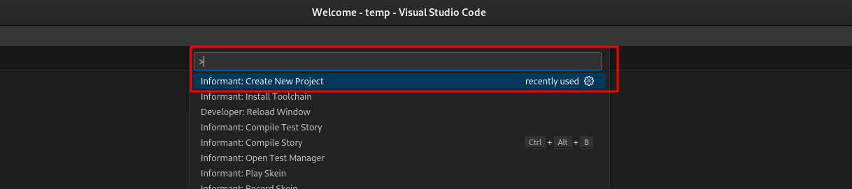 Create Project command.